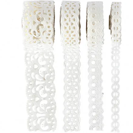 Pappersspets, vit, B: 8–23 mm, 2 m/4 st.