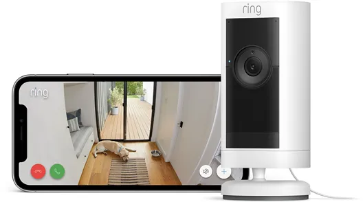 Ring Stick Up Cam Pro utomhus säkerhetskamera med strömkontakt, Vit