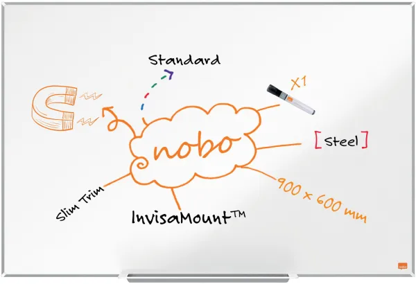 Nobo Impression Pro Stål-whiteboard 90x60cm Vit